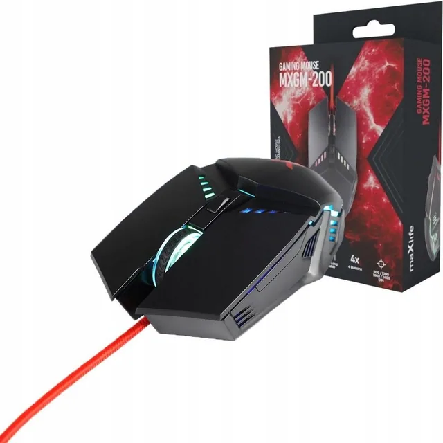 Maxlife Mouse con Filo Wired Gaming RGB 4 Tasti 2400dpi filo da 1,8m MXGM-200