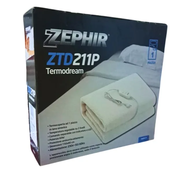 Zephir Termocoperta Elettrica 1Piazza 150x80cm Lana 60W ZTD211