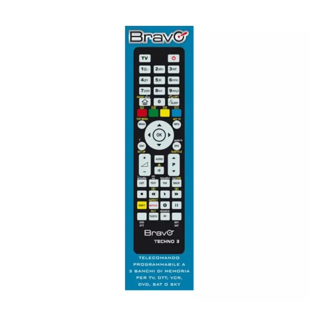 Bravo TECHNO 3 telecomando IR Wireless DTT, DVD/Blu-ray, SAT, TV, VCR Pulsanti