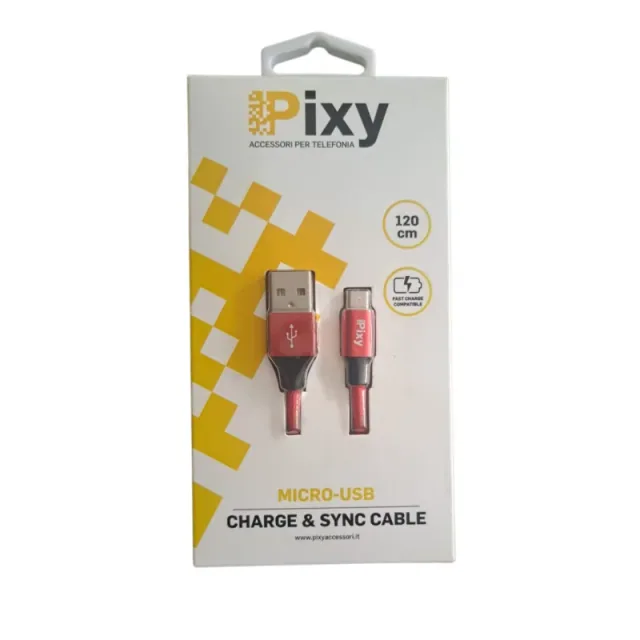 Pixy Cavo Ricarica/DatiMicro-USB 1.2m Red PCV-M10RD