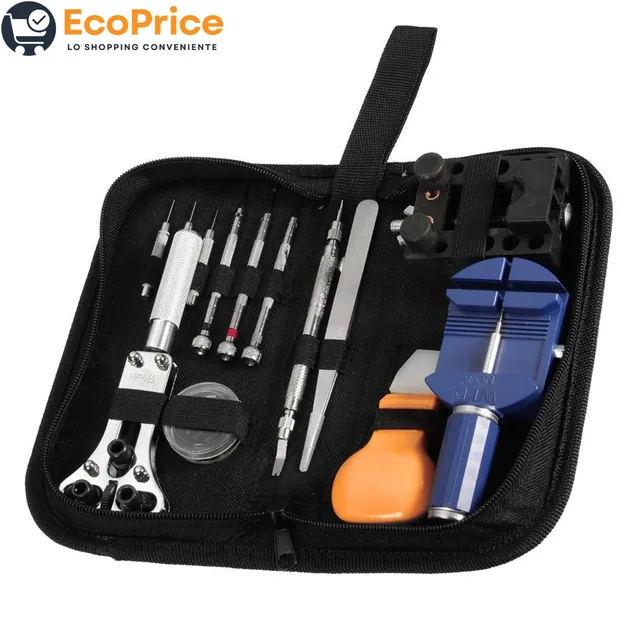 Kit Di Riparazione Orologi Professionale Attrezzi di Apertura Orologi e portabile con Borsello 13 Pezzi Ecoprice®