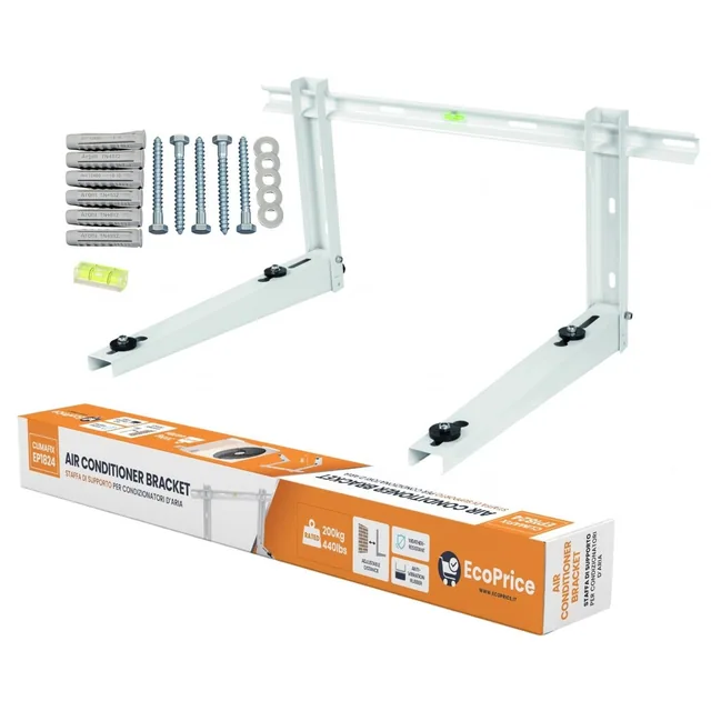 Staffa Climatizzatore in Acciaio Inossidabile, Resistente alle Intemperie, Supporto 200kg 18000-24000BTU,Livella e Kit Montaggio