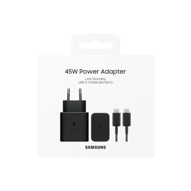Samsung Caricatore 45W USB-C FC2 +Cavo 1m USB-C Black EP-T4511X