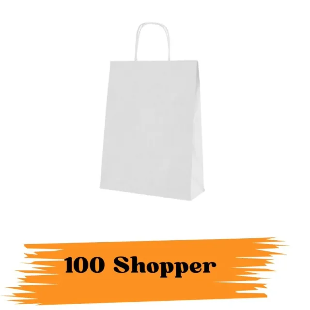 EcoPrice Buste Shopper Carta Manici 32x13x28cm White 100pz