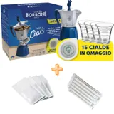 Borbone Moka Ciao +4 Biccheirini Vetro +15 Cialde +50 Zucc/Palet