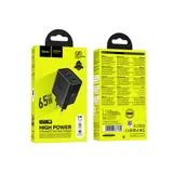 CARICABATTERIE DA RETE HOCO FAST CHARGE 65W 2 USB-C + USB-A N75 NERO